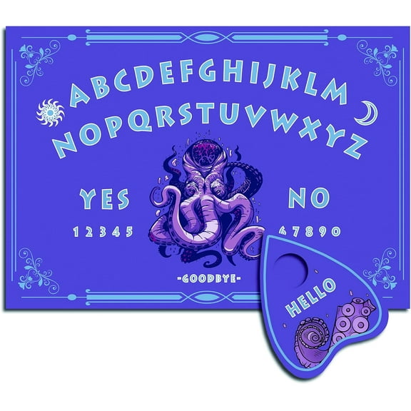 Wood Spirit Board Pendulum Board Wooden Talking Boards with Planchette Dowsing Divination Kit Spirit Hunt Metaphysical Message Decor for DIY 11.8 x 8.3 Inch(Purple)-Octopus