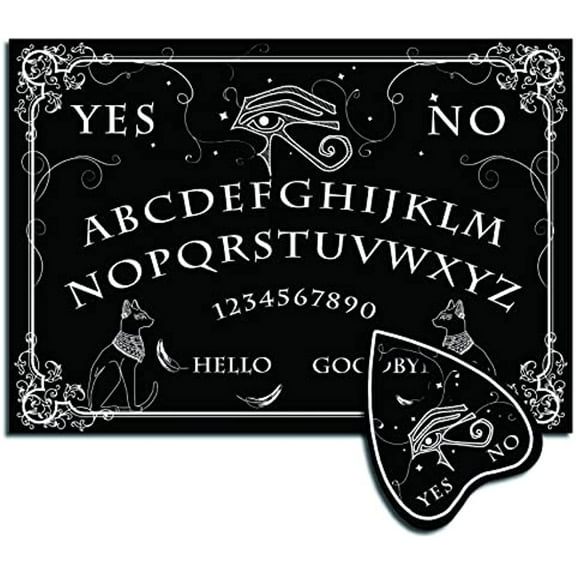 Wood Spirit Board Pendulum Board Wooden Talking Boards with Planchette Black Dowsing Divination Game Spirit Hunt Metaphysical Message Decor for Wicca