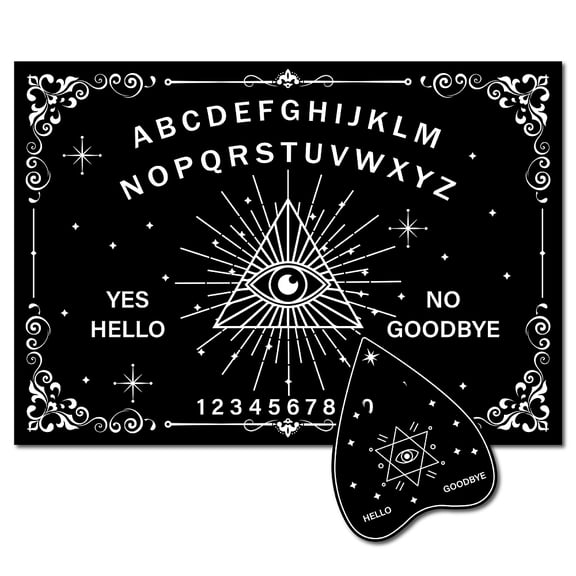 Wood Spirit Board Pendulum Board Wooden Talking Boards with Planchette Black Dowsing Divination Game Spirit Hunt Metaphysical Message Decor