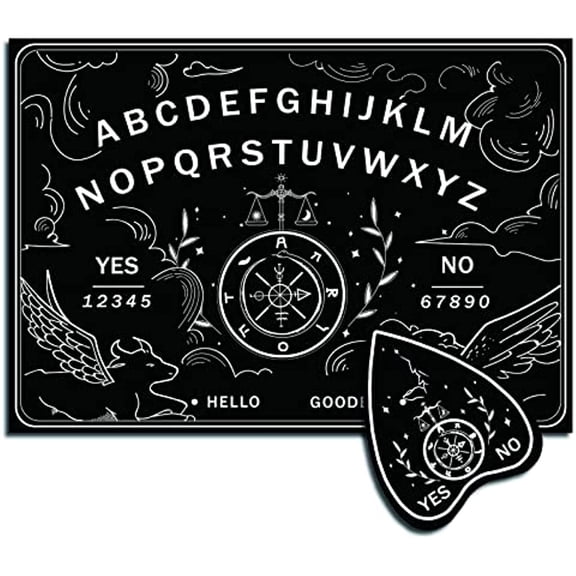 Wood Spirit Board Pendulum Board Wooden Talking Ouija Boards with Planchette Black Dowsing Divination Kit Game Spirit Hunt Metaphysical Message Decor for Wicca Pagan
