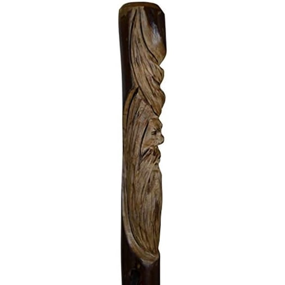 Wood Spirit Waking Stick, Staff and Hiking Stick in Dark Wood Up to 60" Hiking Staff$$Sport & Recreation Other