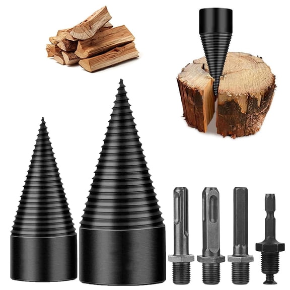 Wood Splitter Tool, 32mm and 42mm Firewood Splitter Drill Bit Accessory, Manual Wood Splitting Tool for Logs, Kindling and Outdoor Projects