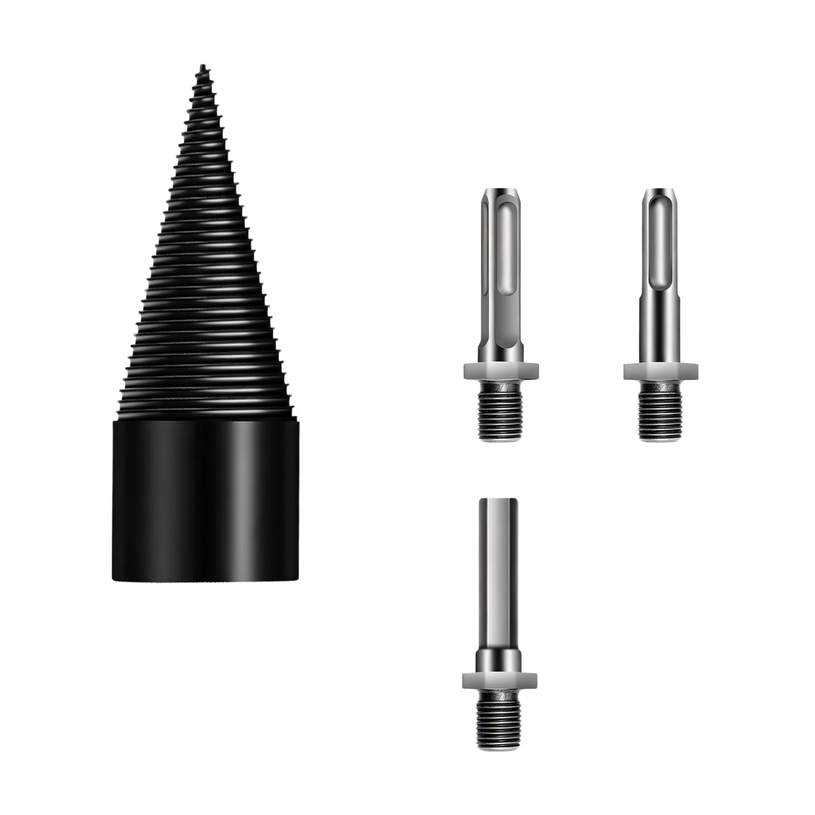 Wood Splitting Drill Bit Set, Electric Drill Log Splitter Tool for Firewood, Includes 1 Drill Bit + 3 Handles (Square/Round/Hex Shank), Alloy Construction for Household Use,42mm