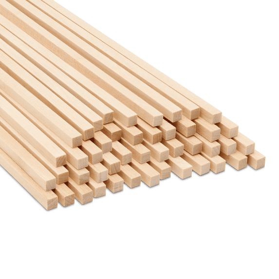Wood Square Dowel Rods, 1/4-inch x 18, Pack of 100 Wooden Craft Sticks for Crafts and Woodworking, by Woodpeckers