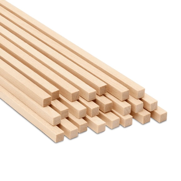 Wood Square Dowel Rods, 1/4-inch x 18, Pack of 25 Wooden Craft Sticks for Crafts and Woodworking, by Woodpeckers