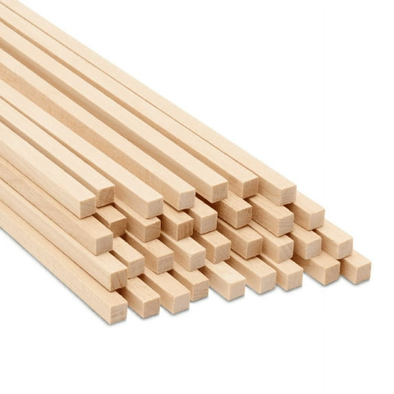 Wood Square Dowel Rods, 1/4-inch x 18, Pack of 50 Wooden Craft Sticks for Crafts and Woodworking, by Woodpeckers