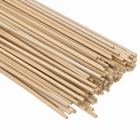 Wood Square Dowel Rods, 1/8 X 12 Inch Unfinished Wooden Square Dowel Rod, Hardwood Square Dowel Sticks 50 Pack