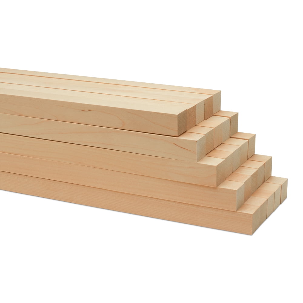 Wood Square Dowel Rods 1 inch x 48 Pack of 5 Wooden Craft Sticks for Crafts and Woodworking by Woodpeckers