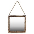 thumbnail image 1 of Wood Square Mirror With Rope Hanger Natural Wood Finish Brown, 1 of 2