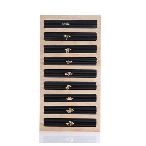 Wood Square Ring Display Tray Stud Earrings Jewelry Storage Plate Counter Jewellery Showcase Props black