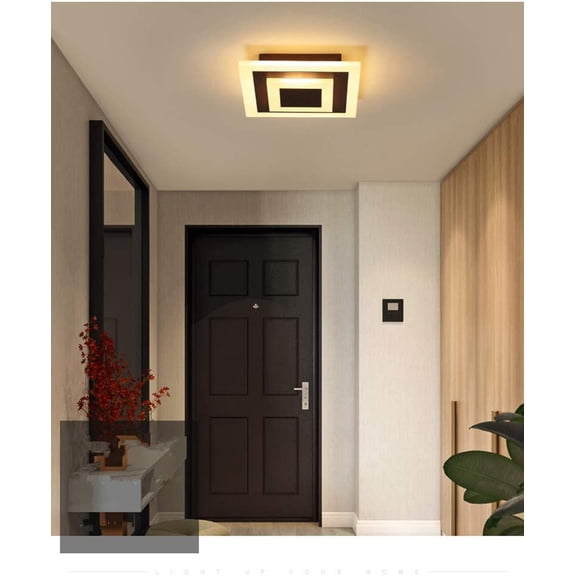 Wood Square Tatami Ceiling Light Fixture, Japanese Style LED Light with Remote Ceiling Hanging Flush Mount Loft Close to Ceiling Lamp for Living Room Bedroom (Style 1-35 x 35 x 11CM)