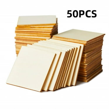 Wood Squares for Crafts,50-Count Unfinished Wooden Square Cutouts,2 x 2 Inches