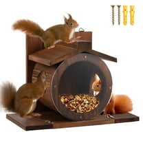 Wood Squirrel Feeder Wall Mounted Chipmunk Feeder Large Hole Squirrel Feeding House Spacious Interior Chipmunk House Box for Yard