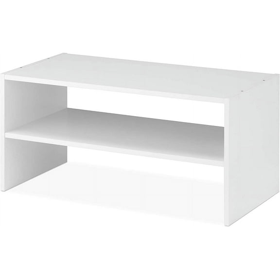 Wood Stackable 2-Shelf Shoe Rack, White, 24 inches