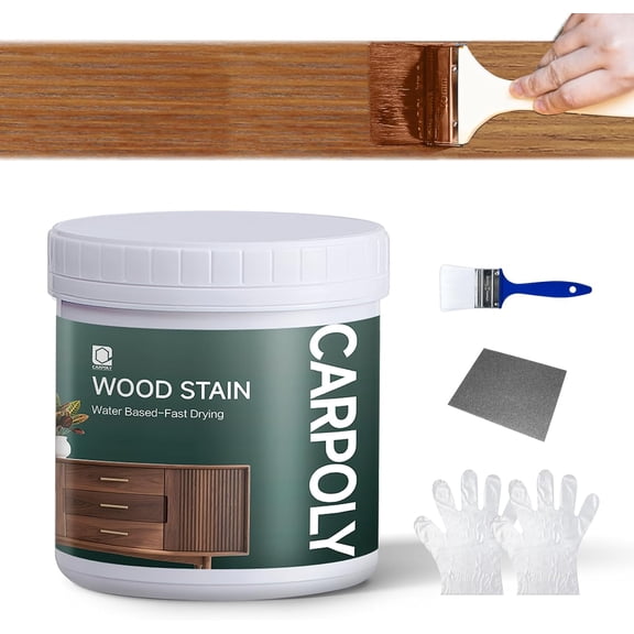 Wood Stain,16oz Teak Wood Stain & Sealer in One, Water Based|Fast Drying|Non-Toxic|Low Ddor|Waterproof, for Indoor and Outdoor Furniture, Multiple Finishes(with Tools)