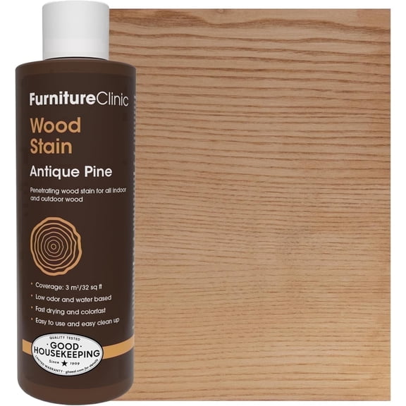 Furniture Clinic Wood Stain | Antique Pine | Water Based | Fast Drying, Low Odor, & Non-Toxic | for Indoor & Outdoor Furniture and More | Multiple Finishes | (8.5oz / 250ml)