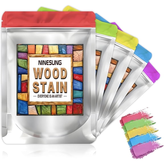 Wood Stain Powder, 5 Colors/Set, Wood Dye, Colored Wood Dye Powder for Indoor and Outdoor | Furniture Dye Coloring Powder | Fast Drying | Each Colors 2 Oz. | Wood Pigment Powder (5 Colors)