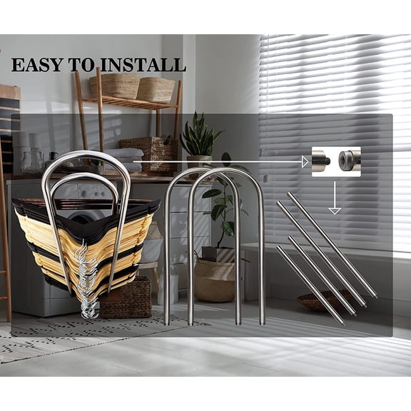 Wood & Stainless Steel Hanger Stacker, Large 32.7" Closet Organizer for Laundry Room