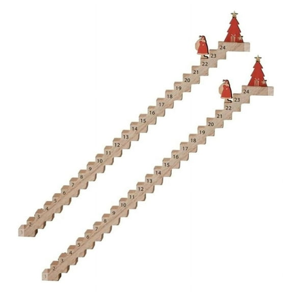 Wood Stairs Climbing Christmas Calendar,Santa'S Staircase Countdown Calendar,(2PC)