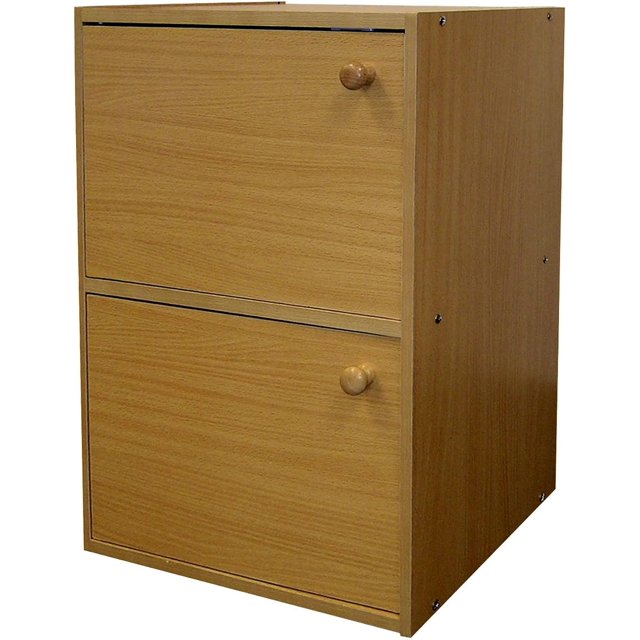 Wood Standard Natural Double Door Verticle Book Shelf