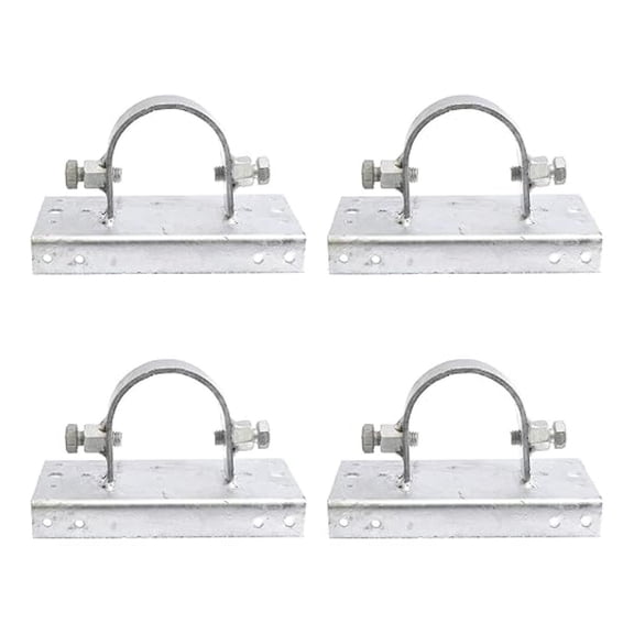 Wood to Steel Post Adapters 6 Inch - Chain Fence Brackets (4 Pack) - 2 1/2" (2 3/8" OD) Metal Post & 2x4 Wood - Galvanized Steel Fence Post Connectors
