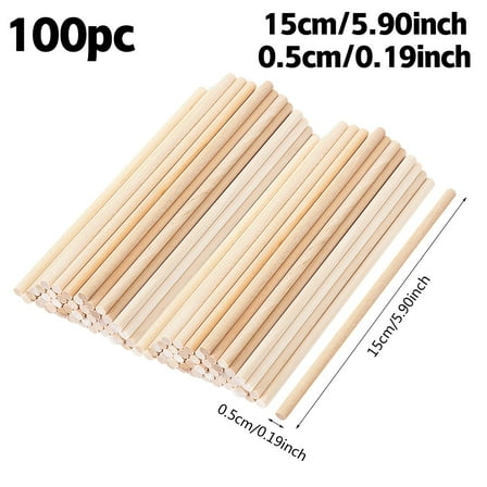 Wood Sticks For Crafting,Unfinished Natural Hardwood Sticks,Wooden Craft Sticks,Arts Sticks For Crafts And DIYers/ Diy Handmade Round Wooden Sticks Colorful Popsicle Sticks Ice Cream Sticks (100Pcs)