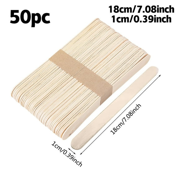 Wood Sticks For Crafting,Unfinished Natural Hardwood Sticks,Wooden Craft Sticks,Arts Sticks For Crafts And DIYers/ Diy Handmade Wooden Sticks Colorful Popsicle Sticks Ice Cream Sticks (50Pcs)