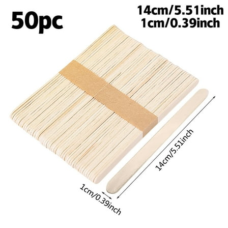 Wood Sticks For Crafting,Unfinished Natural Hardwood Sticks,Wooden Craft Sticks,Arts Sticks For Crafts And DIYers/ Diy Handmade Wooden Sticks Colorful Popsicle Sticks Ice Cream Sticks (50Pcs)