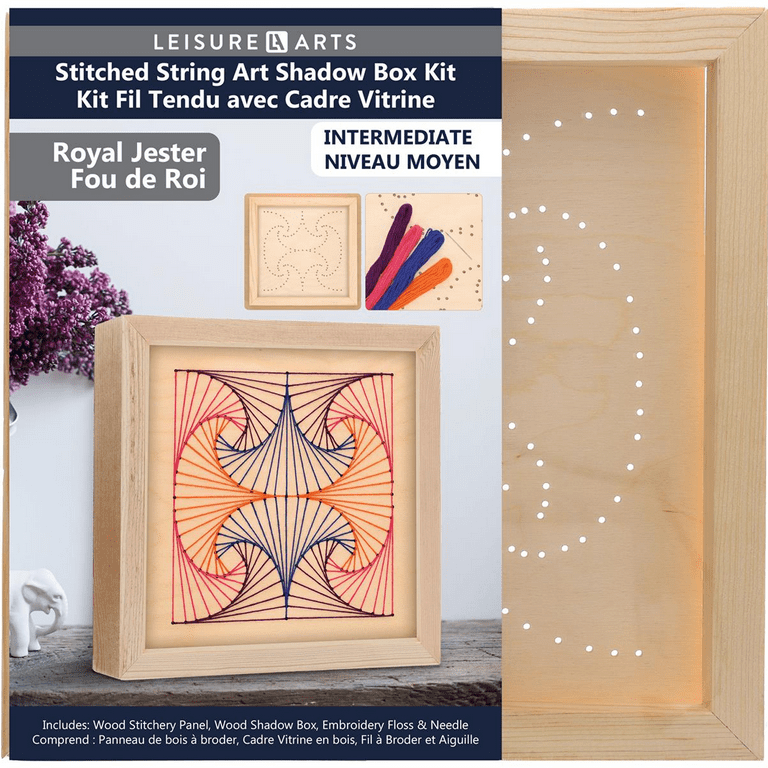 Wood Stitched String Art Kit with Shadow Box Royal Jester - adult or kids  craft - craft kits for teens - string art kit for adults - 3d string art -  3d