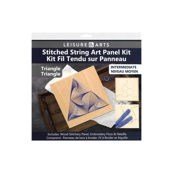 Wood Stitched String Art Kit With Triangle, Wooden Stitchery Kits For Craft Embroidery, Perfect For Intermediate Skill Level, Completed Size Is 9.75" X 9.75"