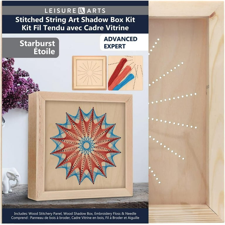 Wood Stitched String Art Kit With Box Starburst - Adult Or Kids Craft -  Craft Kits For Teens - String Art Kit For Adults - 3D String Art - 3D  String