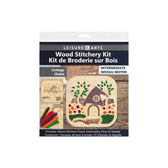 Wood Stitched String Art Kit With Cottage In Square Hoop - Adult Or Kids Craft - Craft Kits For Teens String Art Kit For Adults 3D 3D Kids 9"