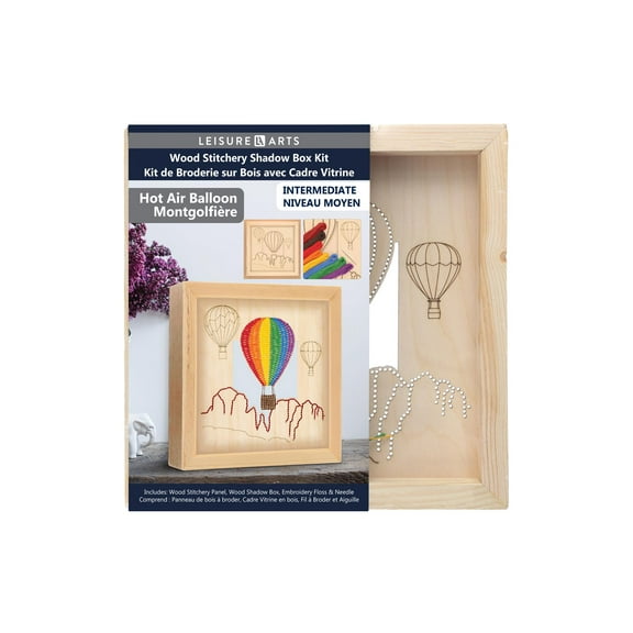 Wood Stitched String Art Kit With Shadow Box Hot Air Balloon - Adult Or Kids Craft - Craft Kits For Teens String Art Kit For Adults 3D 3D Kids 10.75"