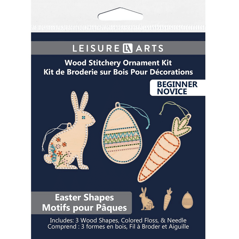 Wood Stitching Kit Ornaments 3 piece Easter Set - adult or kids craft - craft  kits for teens - string art kit for adults - 3d string art - 3d string art