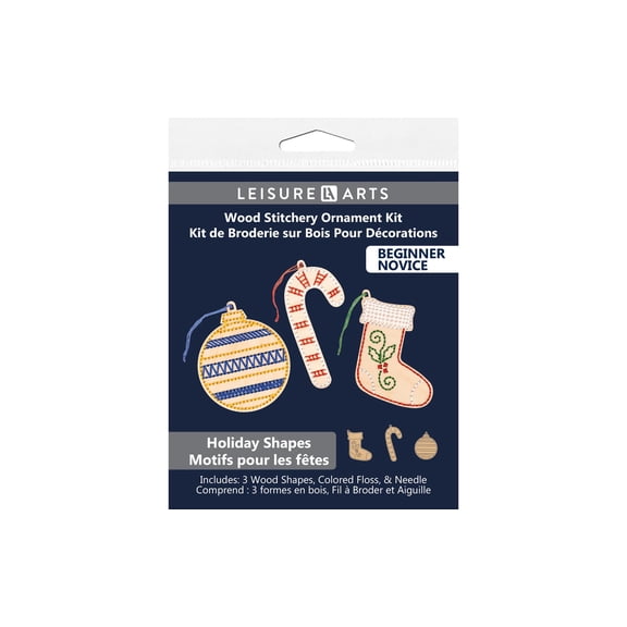 Wood Stitching Kit Ornaments 3 Piece Holiday Set - Adult Or Kids Craft - Craft Kits For Teens String Art Kit For Adults 3D String Art 3D Kids 4" X 4"