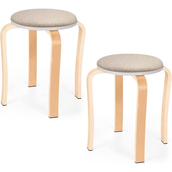 Stackable Stools Timber Wood Stools, Set of 2 Wooden Stackable Stool Extra Seating Portable ...
