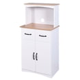 thumbnail image 1 of Wood Storage Cabinet, Microwave Cabinet with Storage Drawer, Adjustable Shelf, 2 Doors and Semi Circular Metal Handle, Freestanding Sideboard Console Table, 1 of 7