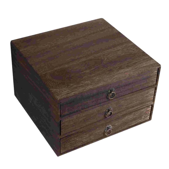 Wood Storage Desk Box Storage Drawers 1-3 Layer Wooden Storage Box