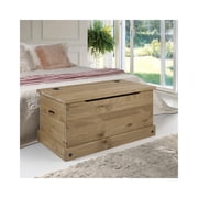 Wood Storage Trunk - Brown Pine Chest - Sturdy Storage Box - 35" x 19" x 18"