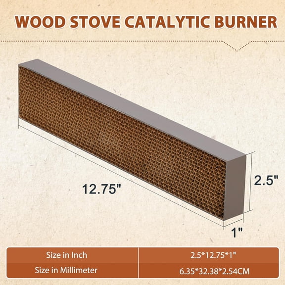 Wood Stove Catalytic Combustor for Vermont Castings Defiant Encore Flexburn 2.5x12.75x1 High Temp Stainless Steel