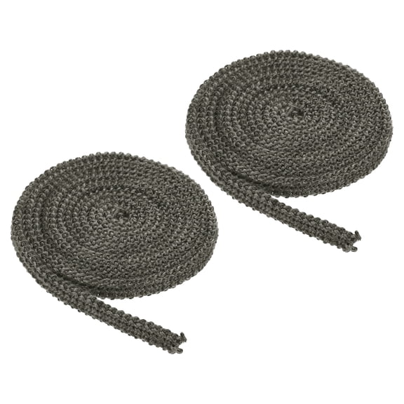 Wood Stove Gasket, 2Pcs 3/8" x 1/8" x 118" Flat Graphite Fiberglass High-Temperature Resistance Seal Rope for Stoves Fireplace Door, Black