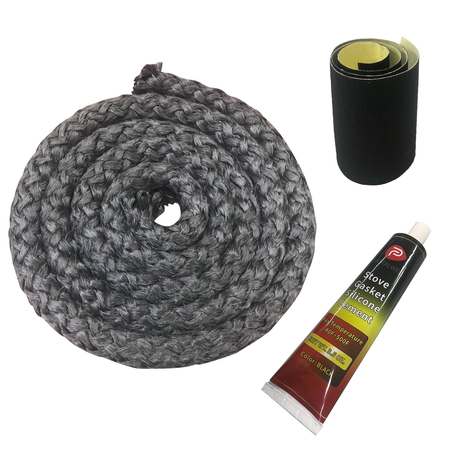 Wood Stove Gasket, 5/8" Wood Stove Door Gasket Kit, Gasket Rope Replacement for Stove or