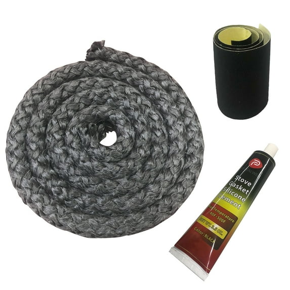 Wood Stove Gasket, 5/8" Wood Stove Door Gasket Kit, Gasket Rope Replacement for Stove or Fireplace Doors, Grey Color Fiberglass Gasket…