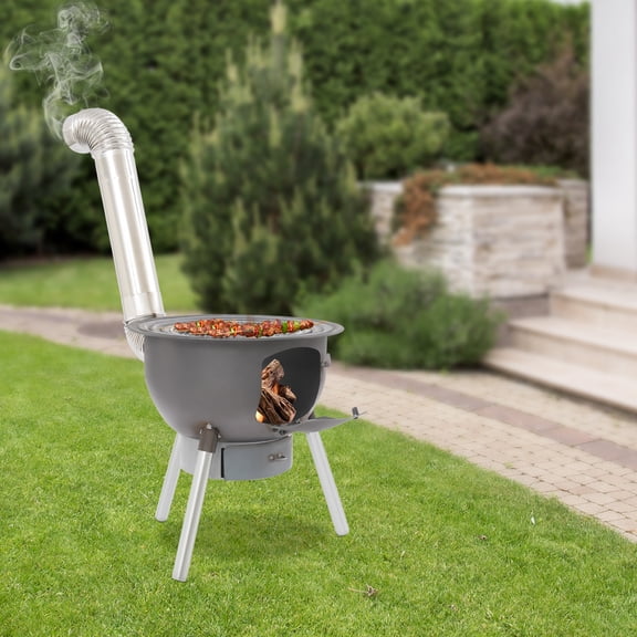 Wood Stove Portable Camping Wood Burning Stove with Chimney Pipe BBQ Stove