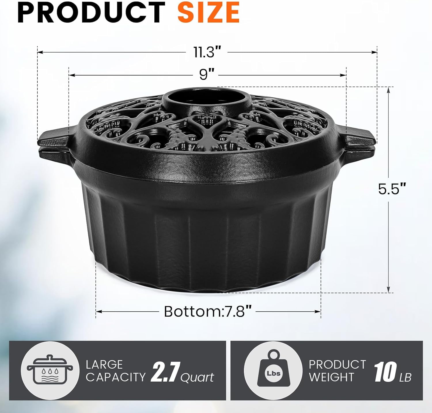Wood Stove Steamer - Rust Resistant Cast Iron Humidifier Pot with Three ...