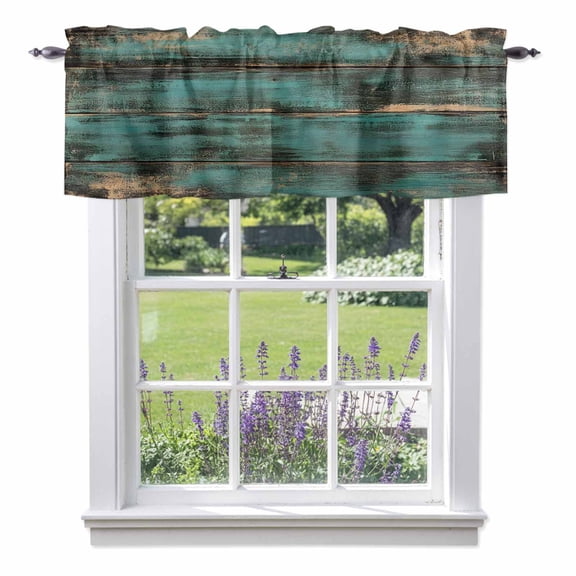 Wood Stripes Valances for Windows Sage Green Wood Retro Striped Impressionist Rod Pocket Cafe Window Treatments Valance Curtains for Kitchen Bathroom Laundry Basement Windows 42"x18"