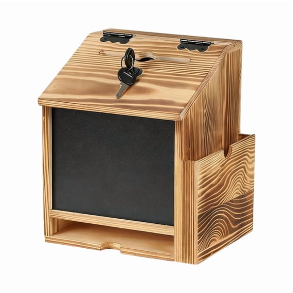 Wood Suggestion Box Donation Box With Secure Lock and Slot Perfect For Fundraising Event Or Prayer Note