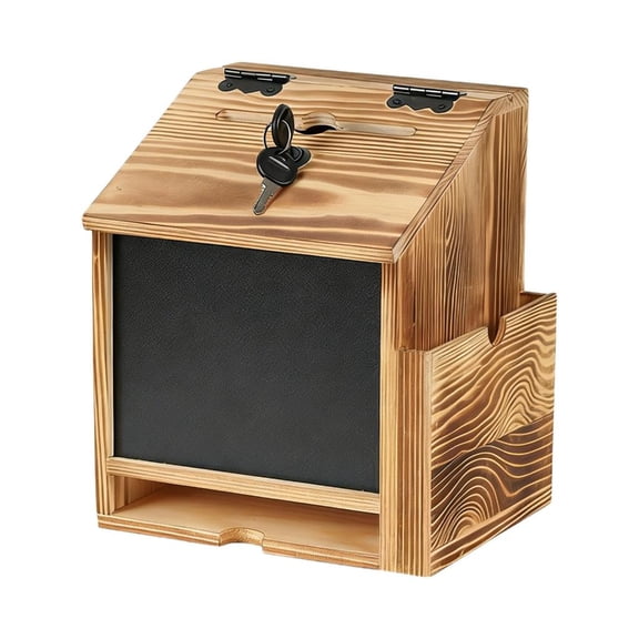 Wood Suggestion Box With Security And Ample Space Ballot Message Box For Storing Forms Pens Or Ballots