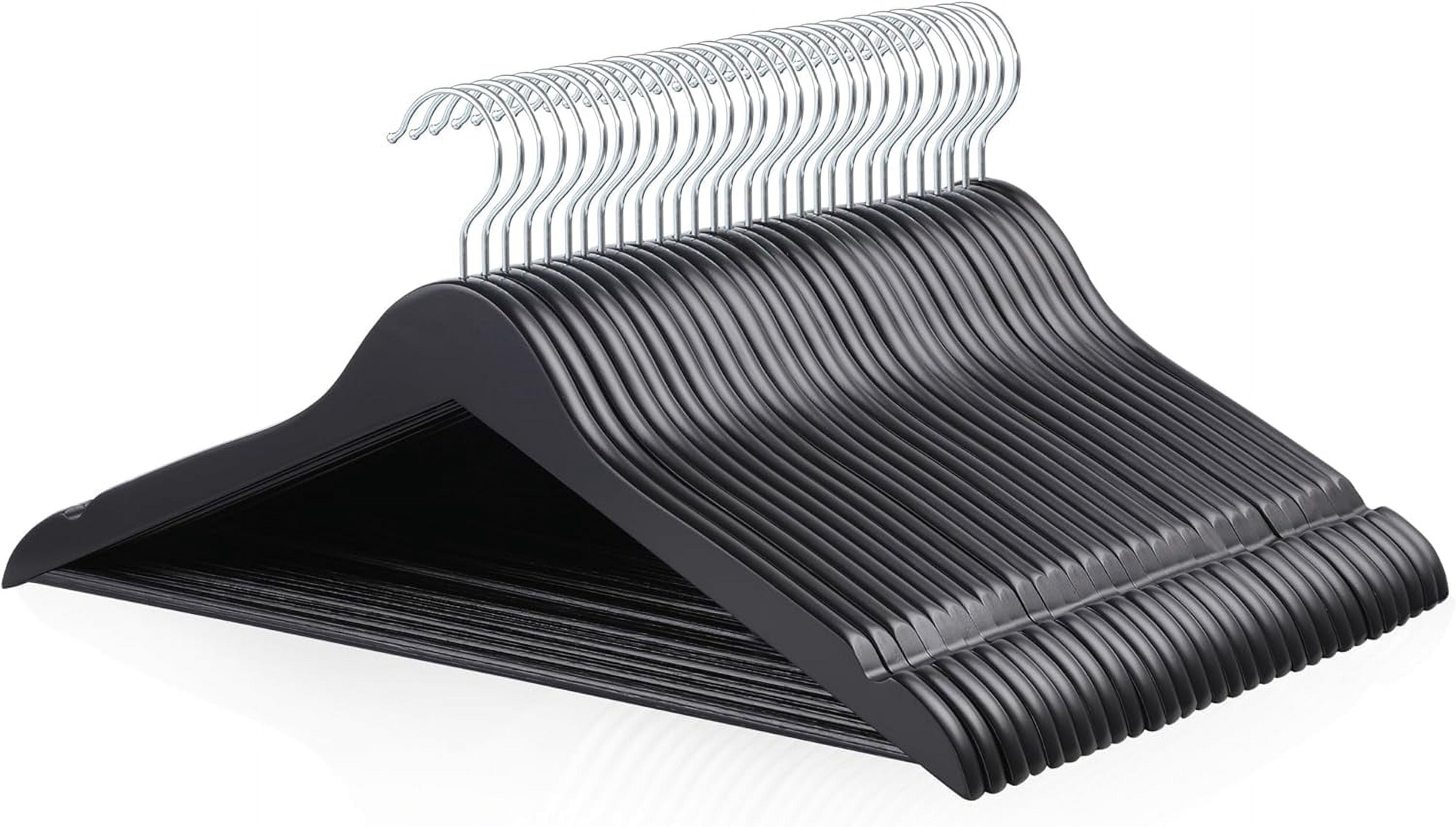 Wood Suit Clothes Hangers for Closet Organizer, Black, 30-Pack