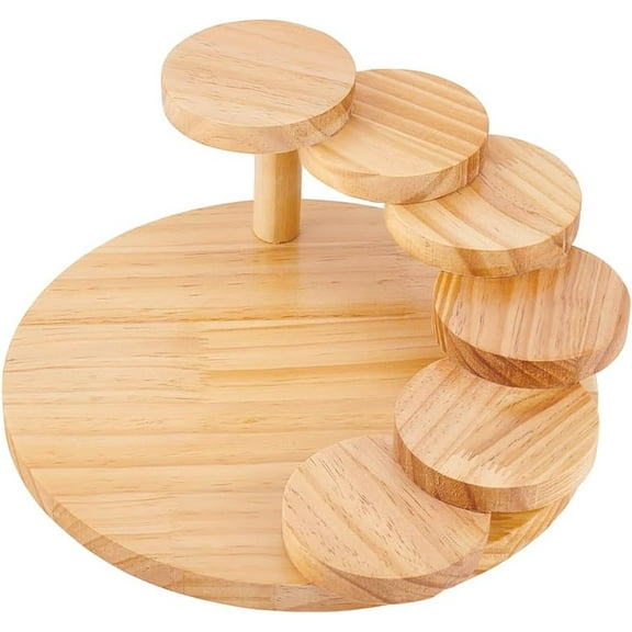 Wood Sushi Serving Tray 6-Tier Rotating Display Stand Steps Meat Plate Sashimi Sushi Rotating Serving Geta Plates Japanese Rotating Steps Stairs for Home Restaurant Sushi Bar 11.4x11.4x7 Inch